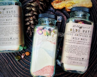 Olde Ways Bath Milk Gift |Antiquated Egyptian Recipe |Traditional |With Donkey, Cow, Goat Milk + Pink Salt, Colloidal Oat, Ancient Oleoresin
