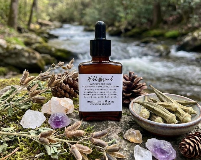 Hyaluronic, Mucilage, Bakuchiol Facial Serum:  Wildcraft Anti-Aging Blend| Nutrient Rich Natural Retinol Alternative