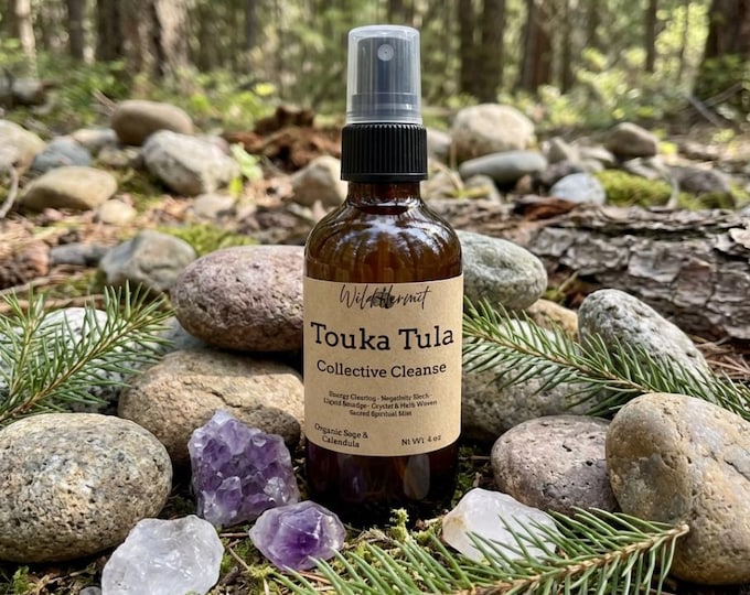Touka Tula: Wild Hermit Wellness' Sacred Crystal & Herb Woven Spray | 4 oz | Organic