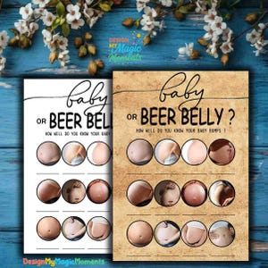 Funny Baby Shower Game: Baby Bump or Beer Belly - Kraft Printable (Digital Download)