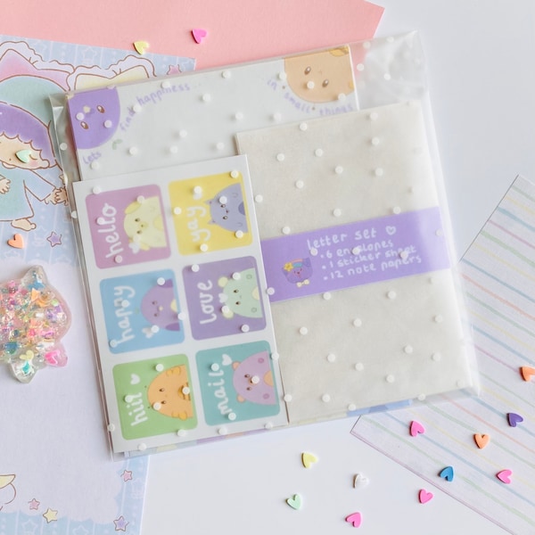 letter writing paper australia Letter Set - Kawaii Animals - Happy Snail Mail - Mini Letter Stationary Set - Cute Stationary - Mental Health Gifts