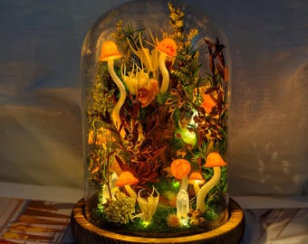 Snail With Crystal Mushroom Night Light, Glowing Light, Magic Mushroom Lamp, Enchanted Forest Home Decor, Birthday Gift, Christmas Gift