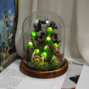 Groene paddenstoel nachtlampje, gloeiend licht, magische paddenstoellamp, betoverend bos als woondecoratie, verjaardagscadeau, kerstcadeau