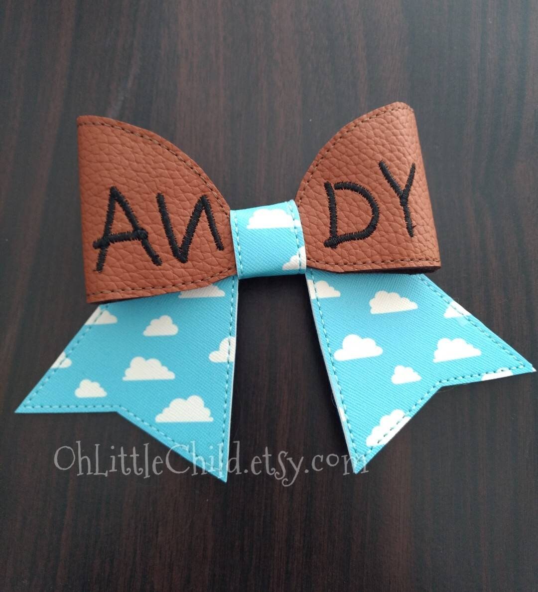 Andy Cowboy Bow 3d Clip Embroidered Hair Bow Clouds Boot Barrette Sky