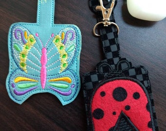 Spring butterfly lady bug insect outdoor sanitizer holder case for purse, gym bag, diaper bag, back pack stocking stuffer