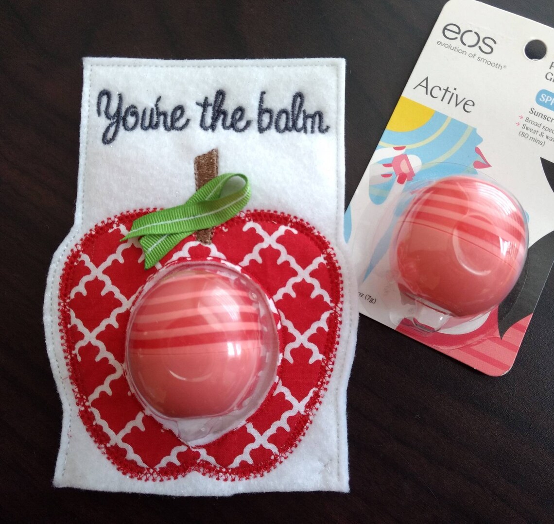 EOS lip balm gift embroidered apple for teacher You're the Etsy