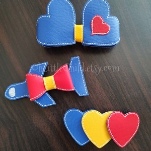 Blue heart airplane Jet hair bow hair clip embroidered airplane barrette southwest red yellow love to fly