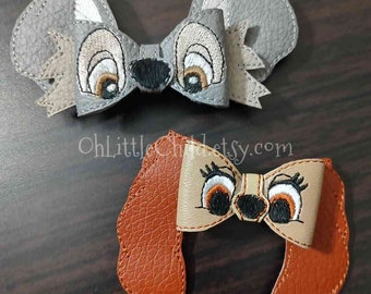 Terrior cocker spaniel dog puppy Lady & the Tramp hair bow inspired 3d clip embroidered hair clip barrette