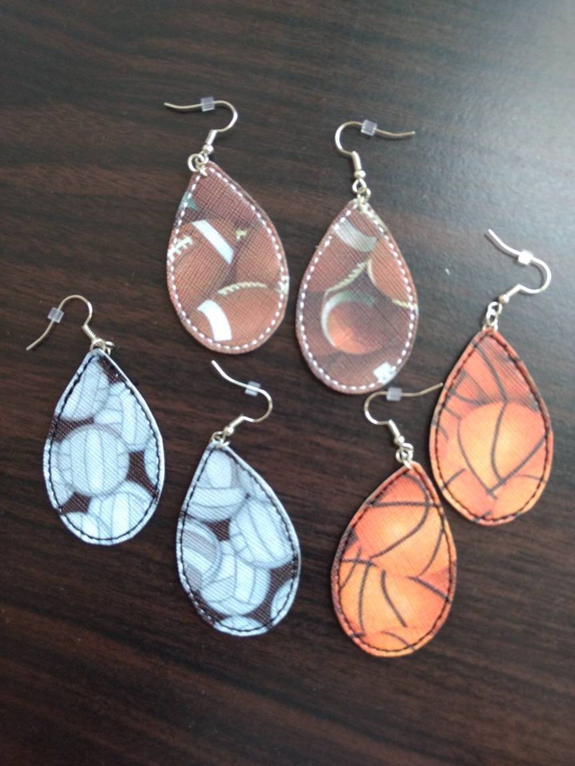 Faux Leather earrings embroidered vinyl earrings teardrop Etsy