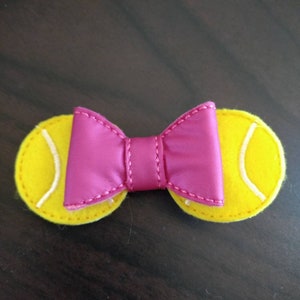 Tennis bow ball team feltie 3d embroidered hair bow sport custom color