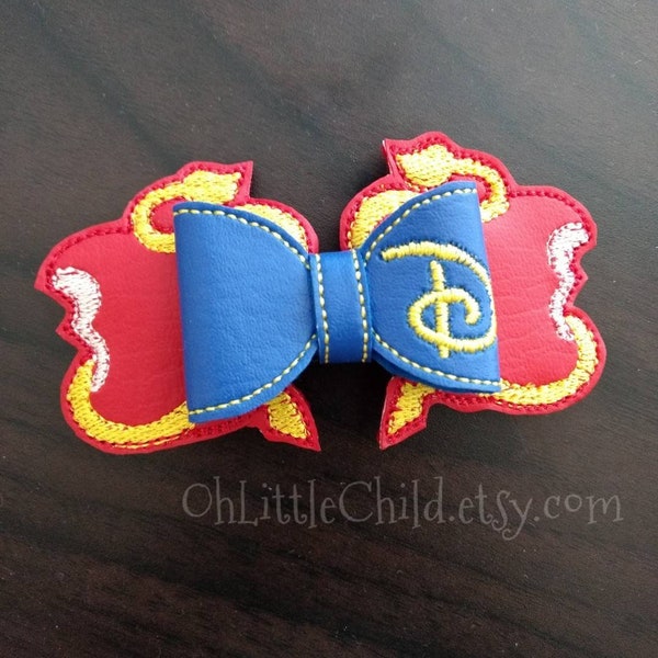 Villian kids embroidered hair bow clip barrette apple mal