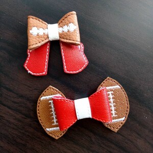 Football megaphone team bow feltie embroidered hair clip