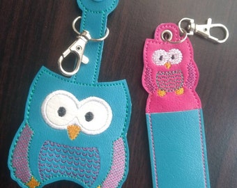 Owl sanitizer holder case for purse, gym bag, diaper bag, back pack stocking stuffer owl lip balm holder bird wise