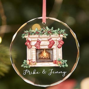 Adornos navideños de cristal personalizados, Adorno para parejas que estrenan casa, Regalo personalizado para la primera Navidad en el nuevo hogar, Recuerdos de cristal para nuevos hogares