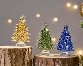 Mini Glas Weihnachtsbaum Ornamente, beleuchtete Glas Weihnachtsbäume, Weihnachtsschmuck Glas Baumschmuck, Weihnachtsgeschenk