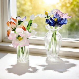 Bouquet de fleurs de naissance en verre fait main, art floral cristallin, cadeau pour elle/maman image 12