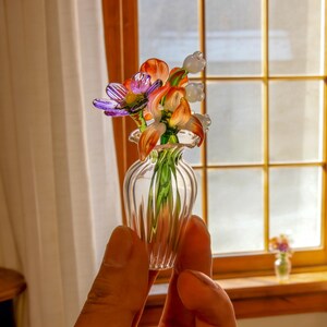 Bouquet de fleurs de naissance en verre fait main, art floral cristallin, cadeau pour elle/maman image 17