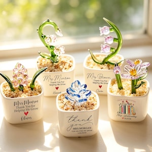 Cadeaux de remerciement pour enseignant, pot de fleur en verre avec nom personnalisé, merci de m'avoir aidé à grandir, cadeaux de rentrée pour enseignant