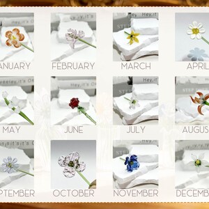 Bouquet de fleurs de naissance en verre fait main, art floral cristallin, cadeau pour elle/maman image 8