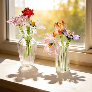 Bouquet de fleurs de naissance en verre fait main, art floral cristallin, cadeau pour elle/maman image 4