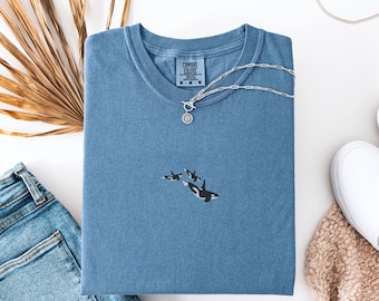 Comfort Colors® Trio of Orcas T-Shirt, Unisex Orca Tshirt, Whale Shirt, Orca Shirt, Killer Whale Shirt, Whale Gift, Sea Animal Lover Shirt