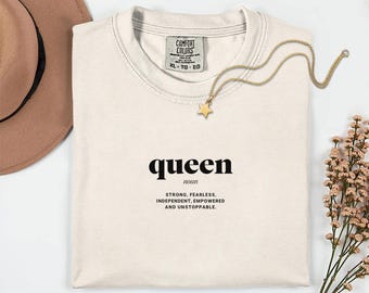 Camiseta "Queen Definition", camiseta de empoderamiento de una mujer fuerte e independiente, camiseta con gráfico feminista, regalo inspirador para ella, camiseta estética adorable