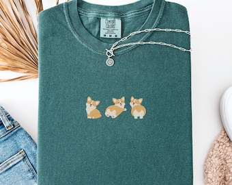 Comfort Colors Corgi Shirt, Trio Dog Shirt, Adorable Trio Corgi Shirt, Simple Silly Corgis Shirt, Cute Corgi Tee, Custom Relaxed Fit Shirt
