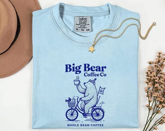Big Bear Coffee Shirt, Funny Coffee Lover T-Shirt, Retro Café Graphic Tee, Hipster Coffee Bear Shirt, Whole Bean Coffee, Coffee Lover Gift