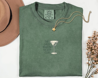 Camiseta del Dirty Martini Society Club, camiseta vintage de cóctel, camiseta retro de bar, divertida camiseta gráfica para amantes del martini, divertida camiseta para beber.