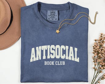 Antisocial Book Club Shirt, Funny Introvert Reading Tee, Comfort Colors® Vintage Aesthetic T-Shirt for Book Lover, Cozy Literary Graphic Tee