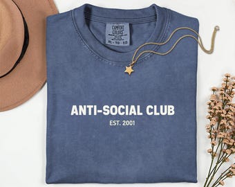 Anti-Social Club T-Shirt, Funny Introvert Shirt, Vintage Graphic Tee, Comfort Colors Aesthetic Top, Unisex Streetwear, Funny Shirt Gift