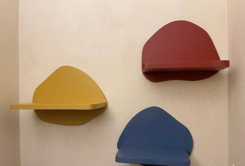 Wooden Abstract Floating Shelf, Minimalist Plant Decor, Wood Display ...