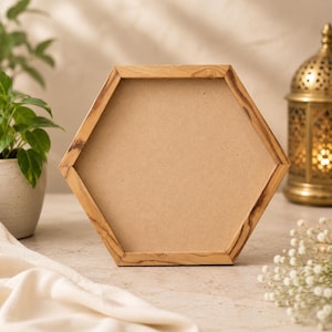 Handcrafted Octagonal Teak Wood Resin Frame – Geometric Wall Decor Inlay