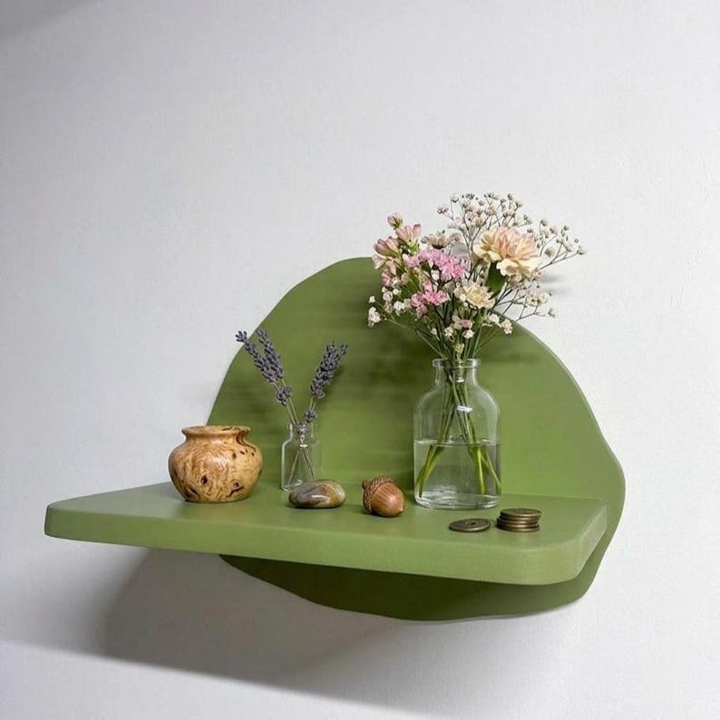 Abstract Shape Floating Shelf, Wooden Minimalist Plant Decor - Etsy