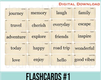 Vintage Inspired Flashcards: Ephemera for Junk Journals (PNG, PDF Digital Download)