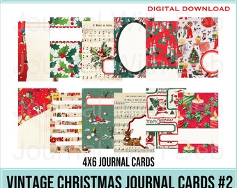 Vintage Christmas 4x6 Journal Cards #2 -Individual PNG'S- Vintage Christmas Images, Junk Journal, Printable, Digital, Ledger Paper
