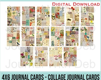 Collage Journal Cards 4x6 - Ephemera Graphics PNG (Digital Download)
