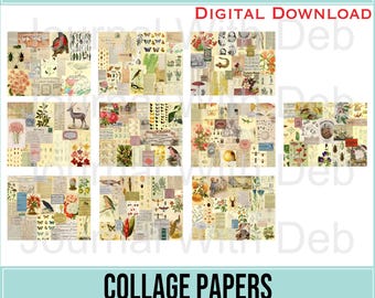 10 Collage Papers - 8.5x11 and A4 - Masterboard, Collage, Vintage- PNG Files, Digital Download