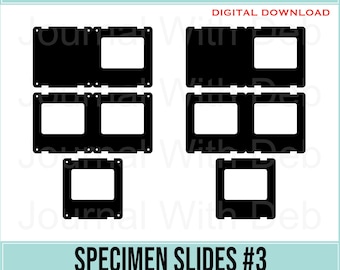 Specimen Slides #3 -SVG, PNG, Cut Files & Printable Templates- 2 styles - 3 of each design - Junk Journal, Scrapbook, botanical, Insect