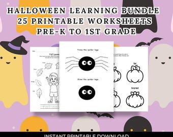 Printable Halloween Worksheets | Educational Math & Literacy Activities | Pre-K, Kindergarten, 1st Grade Learning Pages