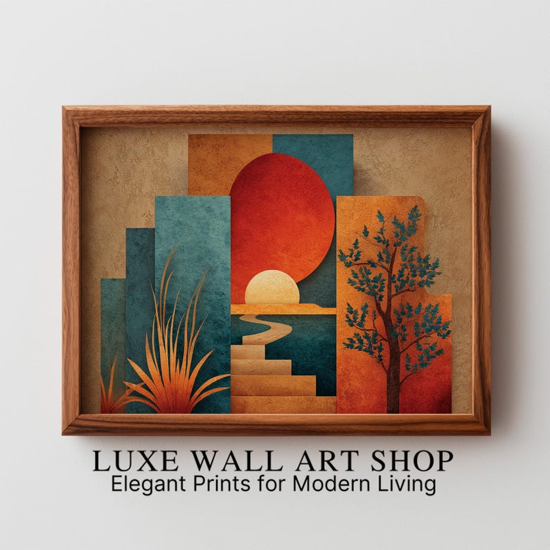Rustic Southwestern Sunscape Printable - Mid-century Modern Landscape ...