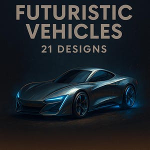 Futuristic Vehicles – 21 Sci-Fi Cars, Ships & Bikes – Digital Art Pack