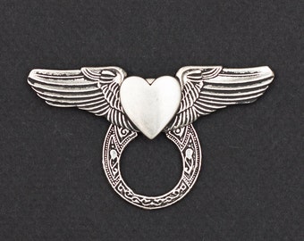 Deluxe Motorcycle Style Sunglass Holder Pin - Silver Heart