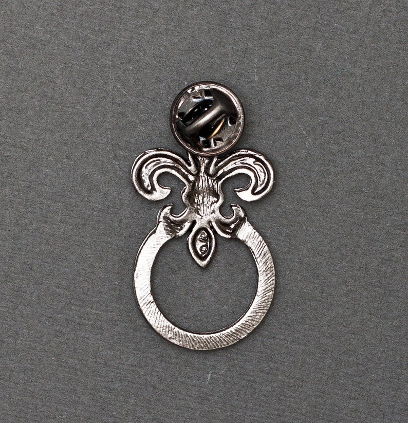 Fleur de Lis Rhinestone Holder Pin with Antique Finish image 2