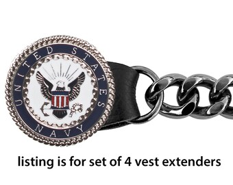 U.S. NAVY VEST EXTENDER on Black Chrome Chain