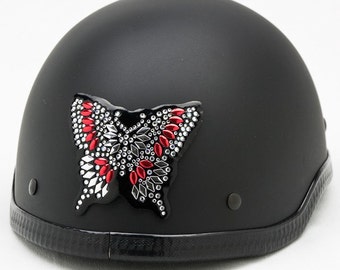 Rhinestone Helmet Bling Sticker - Red Butterfly