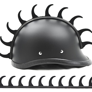 bike helmet with spike Motorcycle Mohawk Strip ANGLED SPIKES UNEVEN SAW BLADE Helmet Spike Strip Emblem 5/8