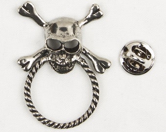 Motorcycle Style Sunglass Holder Pin - Pirate Skull & Crossbones