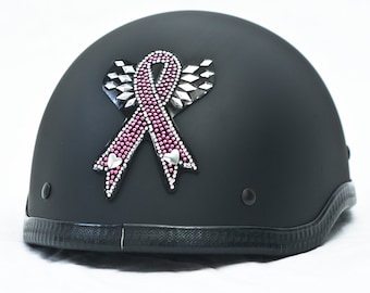 Rhinestone Helmet Bling Sticker - Pink Ribbon