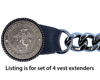 USMC MARINE CORPS Vest Extender on Black Chrome Chain